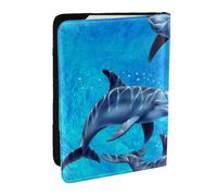 Wykjtwo Dauphins, Porte-Passeport Portefeuille de Voyage en Cuir PU Étui pour Passeport Couvre-Passeport 6,5 po