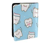 Wykjtwo Dents De Dessin Animé Mignon, Porte-Passeport Portefeuille de Voyage en Cuir PU Étui pour Passeport Couvre-Passeport 6,5 po
