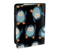 Wykjtwo Dessin animé de Pingouins à Motifs, Porte-Passeport Portefeuille de Voyage en Cuir PU Étui pour Passeport Couvre-Passeport 6,5 po