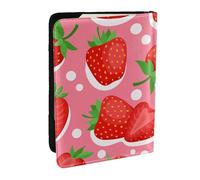 Wykjtwo Dessin Animé Fraises Brillantes Blanc, Porte-Passeport Portefeuille de Voyage en Cuir PU Étui pour Passeport Couvre-Passeport 6,5 po