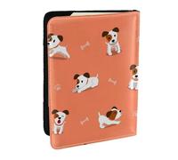 Wykjtwo Dessin animé Jack Russell Terrier, Porte-Passeport Portefeuille de Voyage en Cuir PU Étui pour Passeport Couvre-Passeport 6,5 po