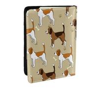 Wykjtwo Dessin animé Mignon Animal de Compagnie Intelligent Beagle, Porte-Passeport Portefeuille de Voyage en Cuir PU Étui pour Passeport Couvre-Passeport 6,5 po