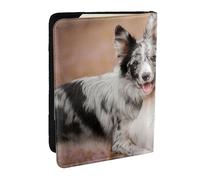 Wykjtwo Deux Berger Australien Border Collie, Porte-Passeport Portefeuille de Voyage en Cuir PU Étui pour Passeport Couvre-Passeport 6,5 po