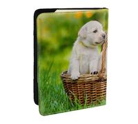 Wykjtwo Deux Chiens dans Un Panier imprimé, Porte-Passeport Portefeuille de Voyage en Cuir PU Étui pour Passeport Couvre-Passeport 6,5 po