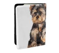 Wykjtwo Deux Chiots Yorkshire Terrier, Porte-Passeport Portefeuille de Voyage en Cuir PU Étui pour Passeport Couvre-Passeport 6,5 po