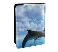 Wykjtwo Deux Dauphins, Porte-Passeport Portefeuille de Voyage en Cuir PU Étui pour Passeport Couvre-Passeport 6,5 po