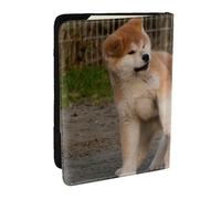 Wykjtwo Deux Mignons Chiens Akita, Porte-Passeport Portefeuille de Voyage en Cuir PU Étui pour Passeport Couvre-Passeport 6,5 po