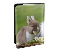 Wykjtwo Deux Petits Lapins Mignons, Porte-Passeport Portefeuille de Voyage en Cuir PU Étui pour Passeport Couvre-Passeport 6,5 po