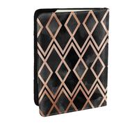 Wykjtwo Diamants géo cuivrés et Noirs, Porte-Passeport Portefeuille de Voyage en Cuir PU Étui pour Passeport Couvre-Passeport 6,5 po