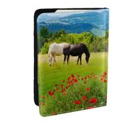 Wykjtwo Différents Types de Chevaux, Porte-Passeport Portefeuille de Voyage en Cuir PU Étui pour Passeport Couvre-Passeport 6,5 po
