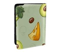 Wykjtwo Doodle Brocoli Fromage Avocat, Porte-Passeport Portefeuille de Voyage en Cuir PU Étui pour Passeport Couvre-Passeport 6,5 po