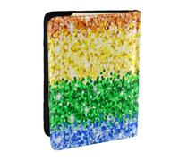 Wykjtwo Drapeau de fierté LGBT Scintillant Scintillant, Porte-Passeport Portefeuille de Voyage en Cuir PU Étui pour Passeport Couvre-Passeport 6,5 po