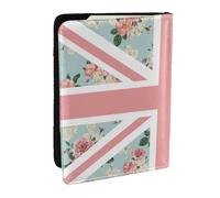 Wykjtwo Drapeau Union Jack Roses Anglaises, Porte-Passeport Portefeuille de Voyage en Cuir PU Étui pour Passeport Couvre-Passeport 6,5 po