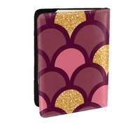 Wykjtwo Écailles de Poisson à Paillettes dorées, Porte-Passeport Portefeuille de Voyage en Cuir PU Étui pour Passeport Couvre-Passeport 6,5 po