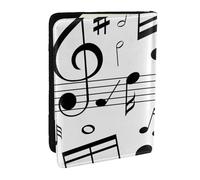 Wykjtwo Échelles de Notes de Musique Noire, Porte-Passeport Portefeuille de Voyage en Cuir PU Étui pour Passeport Couvre-Passeport 6,5 po