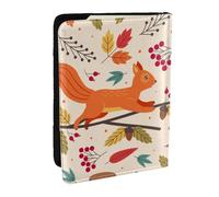 Wykjtwo Écureuil et Automne, Porte-Passeport Portefeuille de Voyage en Cuir PU Étui pour Passeport Couvre-Passeport 6,5 po