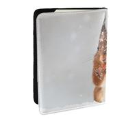 Wykjtwo Écureuil Mignon dans la Neige imprimé, Porte-Passeport Portefeuille de Voyage en Cuir PU Étui pour Passeport Couvre-Passeport 6,5 po