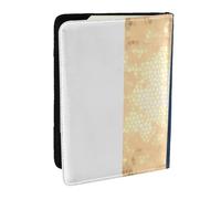 Wykjtwo Élégant Faux Or Bleu Marine Rayures Blanches Accent, Porte-Passeport Portefeuille de Voyage en Cuir PU Étui pour Passeport Couvre-Passeport 6,5 po