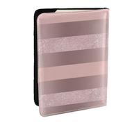 Wykjtwo Élégante Rayure Rose Blush à Paillettes d'or Rose, Porte-Passeport Portefeuille de Voyage en Cuir PU Étui pour Passeport Couvre-Passeport 6,5 po