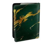 Wykjtwo Émeraude Vert Foncé Tons de Terre Marbre Doré, Porte-Passeport Portefeuille de Voyage en Cuir PU Étui pour Passeport Couvre-Passeport 6,5 po