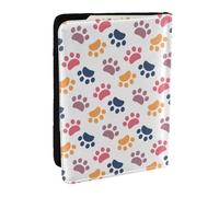 Wykjtwo Empreinte Animale de modèle de Patte sur Un Blanc, Porte-Passeport Portefeuille de Voyage en Cuir PU Étui pour Passeport Couvre-Passeport 6,5 po