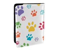 Wykjtwo Empreintes de Pattes de Chien colorées, Porte-Passeport Portefeuille de Voyage en Cuir PU Étui pour Passeport Couvre-Passeport 6,5 po