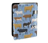 Wykjtwo Ensemble de taureaux et de Vaches, Animaux de Ferme, mammifères bovins, Porte-Passeport Portefeuille de Voyage en Cuir PU Étui pour Passeport Couvre-Passeport 6,5 po