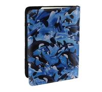Wykjtwo Épaulards Orques Mer, Porte-Passeport Portefeuille de Voyage en Cuir PU Étui pour Passeport Couvre-Passeport 6,5 po