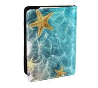 Wykjtwo Été Étoile De Mer Shell Plage Mer, Porte-Passeport Portefeuille de Voyage en Cuir PU Étui pour Passeport Couvre-Passeport 6,5 po