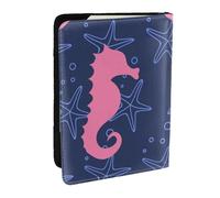 Wykjtwo Étoile de mer, Silhouette, Hippocampe, Porte-Passeport Portefeuille de Voyage en Cuir PU Étui pour Passeport Couvre-Passeport 6,5 po