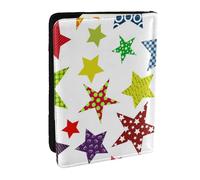 Wykjtwo Étoiles aux Couleurs Vives, Porte-Passeport Portefeuille de Voyage en Cuir PU Étui pour Passeport Couvre-Passeport 6,5 po
