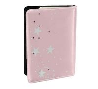 Wykjtwo Étoiles Blanches Roses imprimées, Porte-Passeport Portefeuille de Voyage en Cuir PU Étui pour Passeport Couvre-Passeport 6,5 po