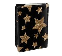 Wykjtwo Étoiles Brillantes en Or et Bronze, Porte-Passeport Portefeuille de Voyage en Cuir PU Étui pour Passeport Couvre-Passeport 6,5 po