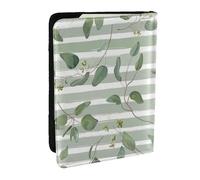 Wykjtwo Eucalyptus Dollar Argent Vert, Porte-Passeport Portefeuille de Voyage en Cuir PU Étui pour Passeport Couvre-Passeport 6,5 po