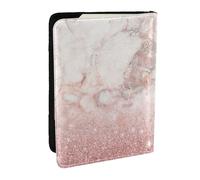Wykjtwo Faux Rose Or Rose Paillettes Marbre Blanc Ombre, Porte-Passeport Portefeuille de Voyage en Cuir PU Étui pour Passeport Couvre-Passeport 6,5 po