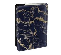 Wykjtwo Fêtes en marbre Bleu Marine et Or, Porte-Passeport Portefeuille de Voyage en Cuir PU Étui pour Passeport Couvre-Passeport 6,5 po