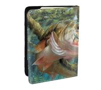 Wykjtwo Fêtes imprimées de Poisson, Porte-Passeport Portefeuille de Voyage en Cuir PU Étui pour Passeport Couvre-Passeport 6,5 po