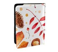 Wykjtwo Feuille botanique d'automne, Porte-Passeport Portefeuille de Voyage en Cuir PU Étui pour Passeport Couvre-Passeport 6,5 po