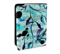 Wykjtwo Feuilles De Branches De Musique Aquarelle, Porte-Passeport Portefeuille de Voyage en Cuir PU Étui pour Passeport Couvre-Passeport 6,5 po