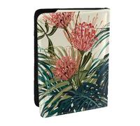 Wykjtwo Feuilles de Palmier Exotiques Feuille de Jungle Tropical Floral Rose Vert Imprimé, Porte-Passeport Portefeuille de Voyage en Cuir PU Étui pour Passeport Couvre-Passeport 6,5 po