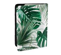 Wykjtwo Feuilles De Palmier Vert Tropical Feuille De Jungle, Porte-Passeport Portefeuille de Voyage en Cuir PU Étui pour Passeport Couvre-Passeport 6,5 po
