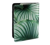 Wykjtwo Feuilles de Plantes Tropicales Vertes imprimées, Porte-Passeport Portefeuille de Voyage en Cuir PU Étui pour Passeport Couvre-Passeport 6,5 po