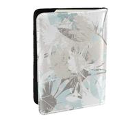 Wykjtwo Feuilles Gris Menthe, Porte-Passeport Portefeuille de Voyage en Cuir PU Étui pour Passeport Couvre-Passeport 6,5 po