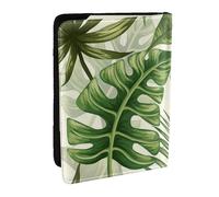 Wykjtwo Feuilles Tropicales été Vert, Porte-Passeport Portefeuille de Voyage en Cuir PU Étui pour Passeport Couvre-Passeport 6,5 po