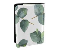 Wykjtwo Feuilles Vertes Blanches, Porte-Passeport Portefeuille de Voyage en Cuir PU Étui pour Passeport Couvre-Passeport 6,5 po