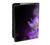 Wykjtwo Feuilles Vertes et Fleurs Violettes imprimées, Porte-Passeport Portefeuille de Voyage en Cuir PU Étui pour Passeport Couvre-Passeport 6,5 po