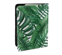 Wykjtwo Feuilles Vertes imprimées, Porte-Passeport Portefeuille de Voyage en Cuir PU Étui pour Passeport Couvre-Passeport 6,5 po