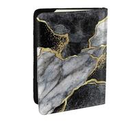 Wykjtwo Fissure d'or en marbre Noir, Porte-Passeport Portefeuille de Voyage en Cuir PU Étui pour Passeport Couvre-Passeport 6,5 po
