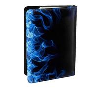 Wykjtwo Flamme Bleue encerclée, Porte-Passeport Portefeuille de Voyage en Cuir PU Étui pour Passeport Couvre-Passeport 6,5 po
