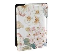Wykjtwo Fleur Aquarelle Pastel Botanique Rose, Porte-Passeport Portefeuille de Voyage en Cuir PU Étui pour Passeport Couvre-Passeport 6,5 po